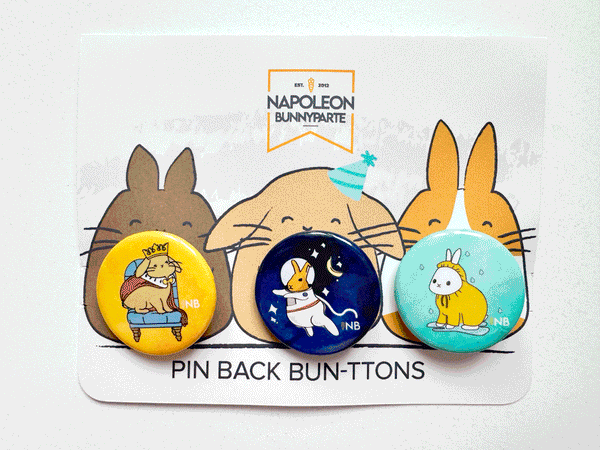 Pin Back Bun-tton Trio