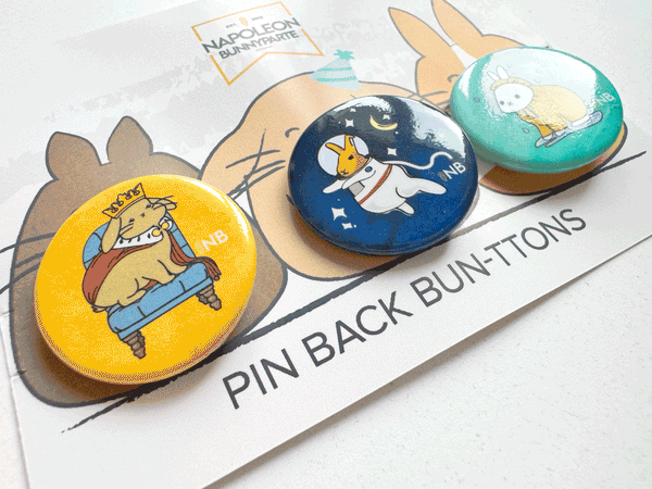 Pin Back Bun-tton Trio