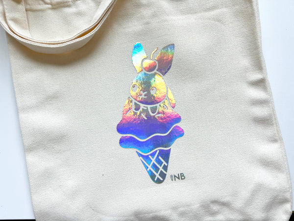 Ice Ice Bunny Holographic Tote Bag