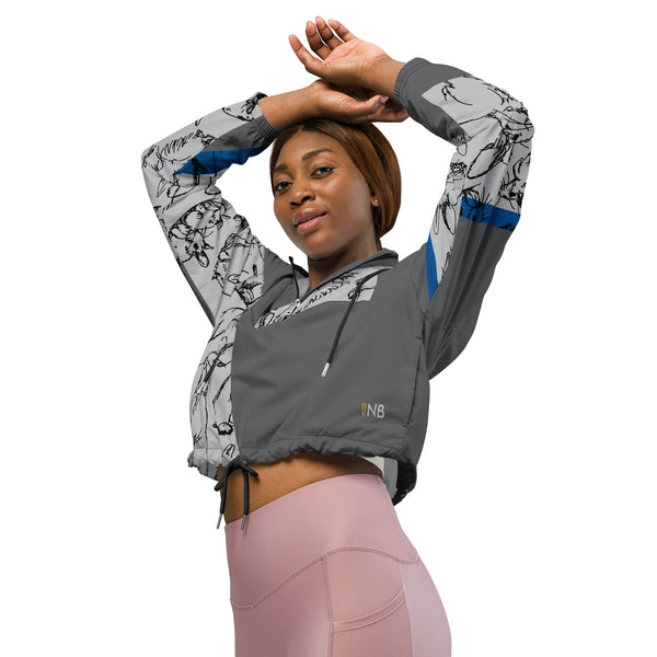 Hop To It Cropped Windbreaker (Blue)