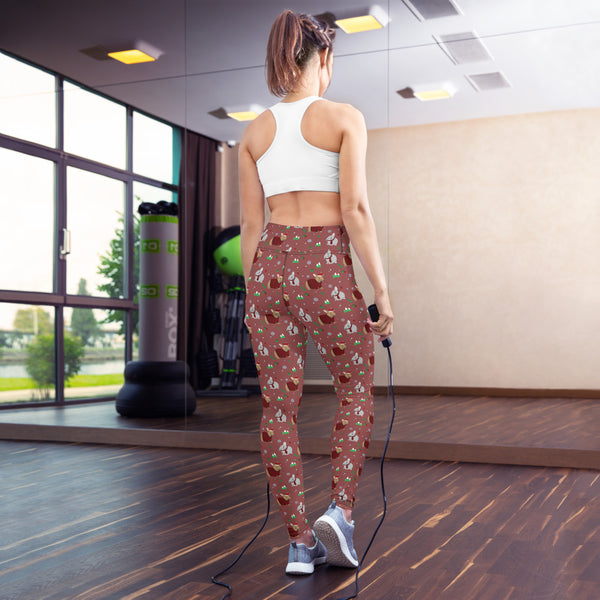 Warming Winter Bunnies High Rise Leggings (Red)