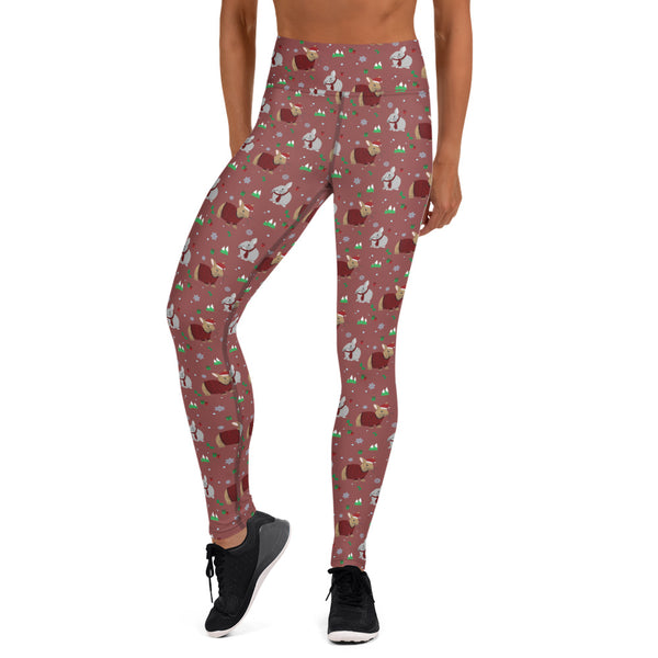 Warming Winter Bunnies High Rise Leggings (Red)