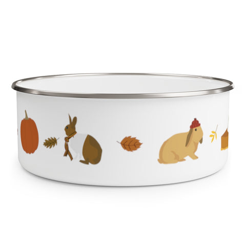 Fall For Bunnies Enamel Bowl
