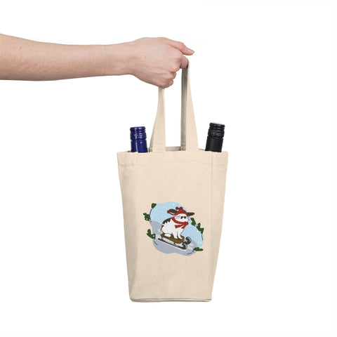 Hopping Through The Snow Double Wine Tote Bag