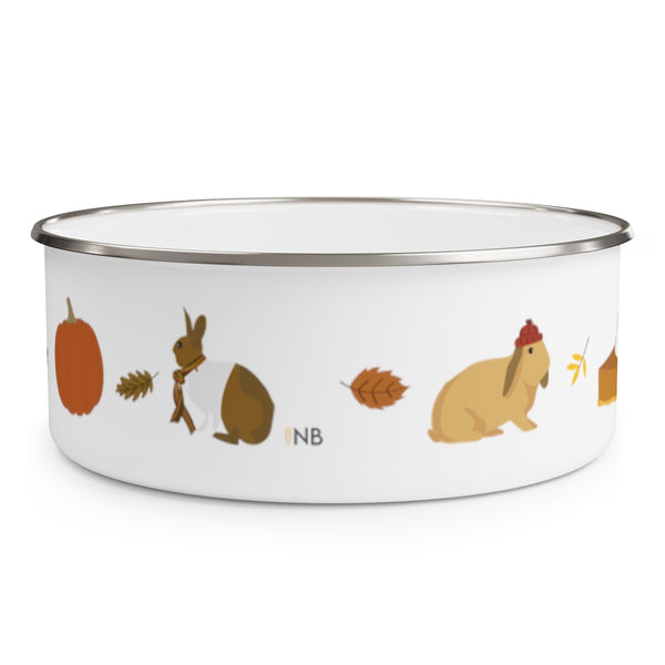 Fall For Bunnies Enamel Bowl