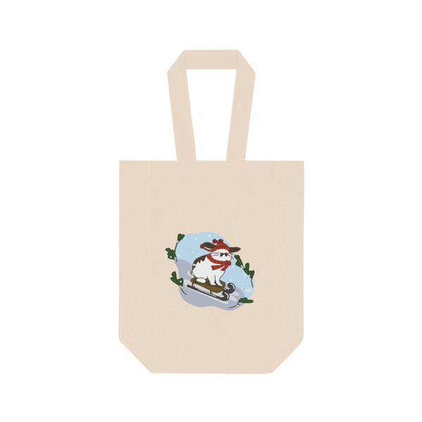 Hopping Through The Snow Double Wine Tote Bag